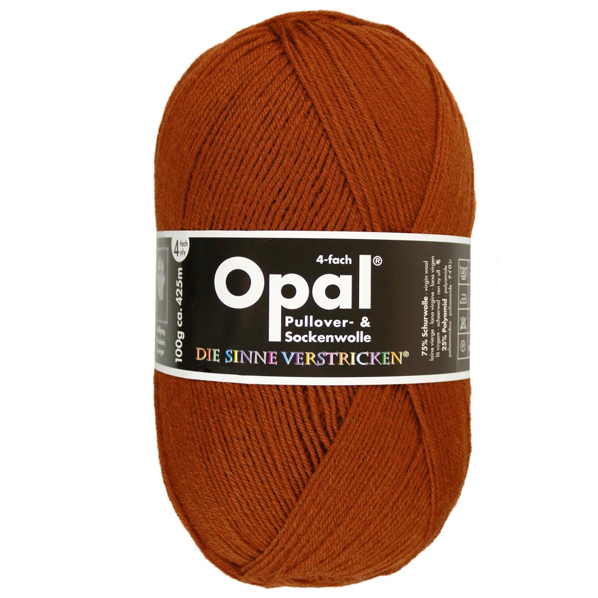 OPAL uni - 4-fach Sockenwolle 9941 - rostbraun