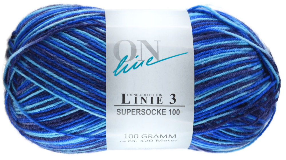 Supersocke 100 Linie 3 Color 4-fach - 0605 - hellblau/dunkelblau von ONline