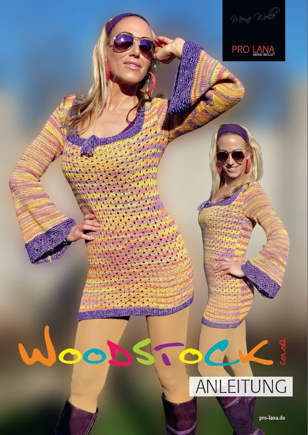 Minikleid mit Glockenärmel | Einzelanleitung | Wolle Woodstock  | Stricken | Kathrin Parlatan