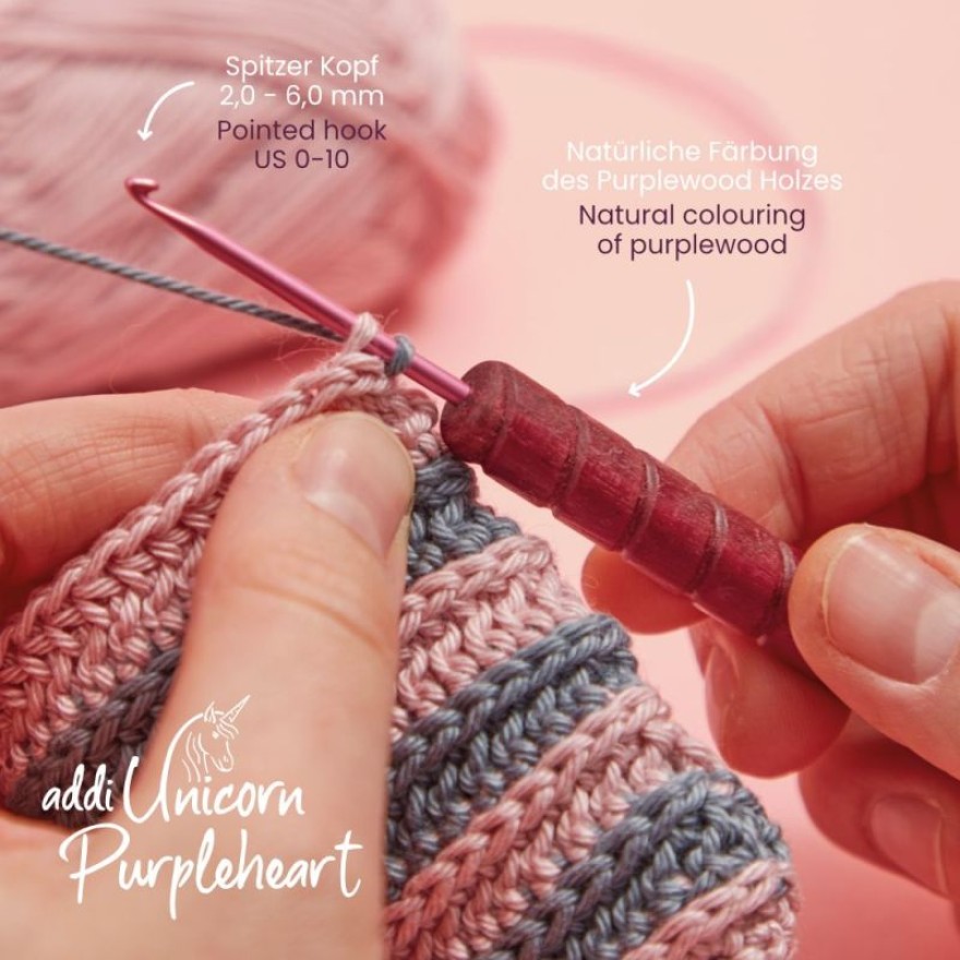 Häkelnadel addiUnicorn Purpleheart von addi 2,00 mm