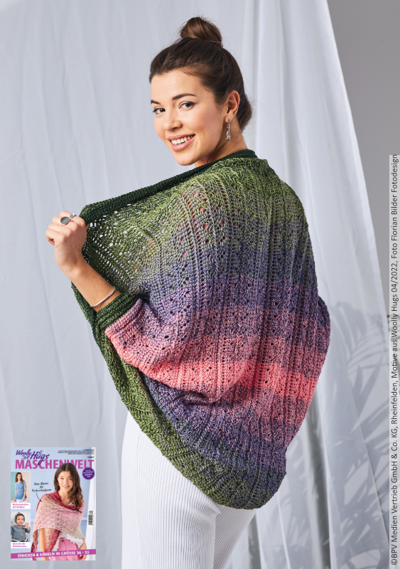 Seelenwärmer Blattstreifen | Anleitungsheft | Wolle BOBBEL cotton 800m  | tunesisch Häkeln | Veronika Hug, Woolly Hugs, Christophorus Verlag