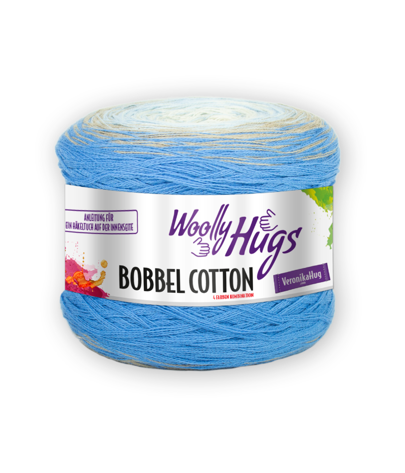 BOBBEL cotton 800m von Woolly Hugs 0049 - natur / beige / blau