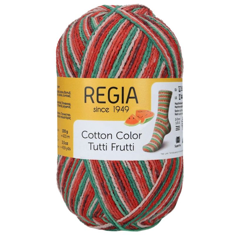 Regia Cotton 4-fach Color 100 g von Regia Tutti Frutti 2421 wassermelone Regia Cotton 4-fach Color 100 g von Regia Tutti Frutti 2421 wassermelone