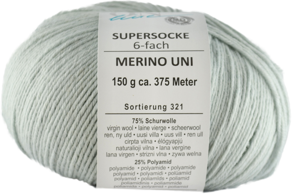 Supersocke 6-fach Merino Uni von ONline Sort. 321 - 5013 - hellgrau