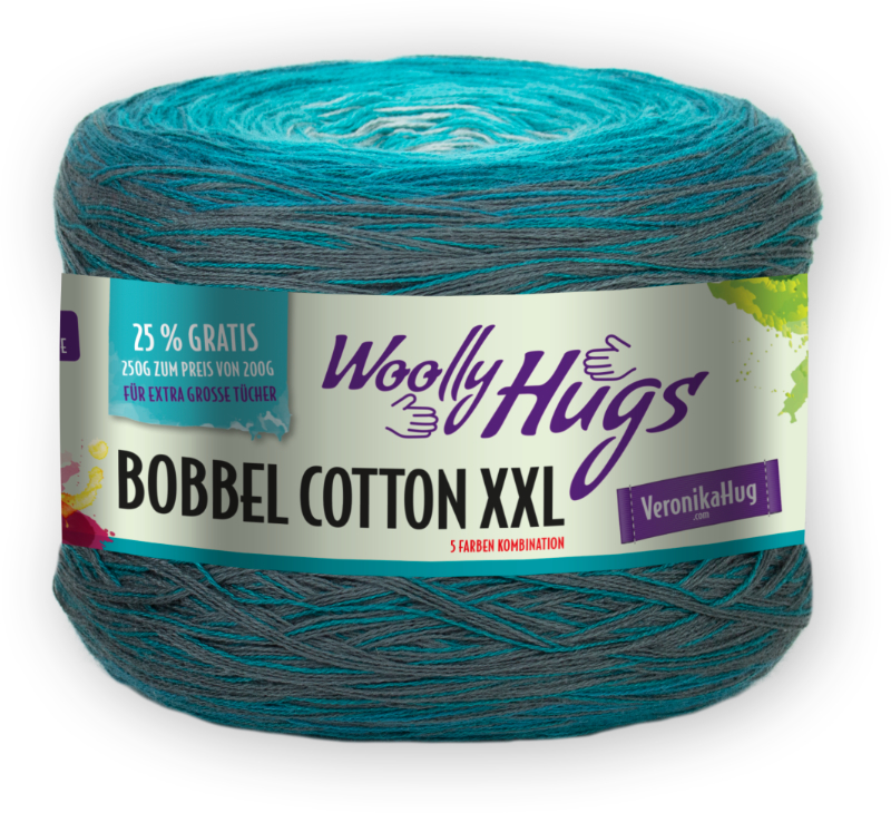 Bobbel Cotton XXL von Woolly Hugs 0604 - grau / smaragd