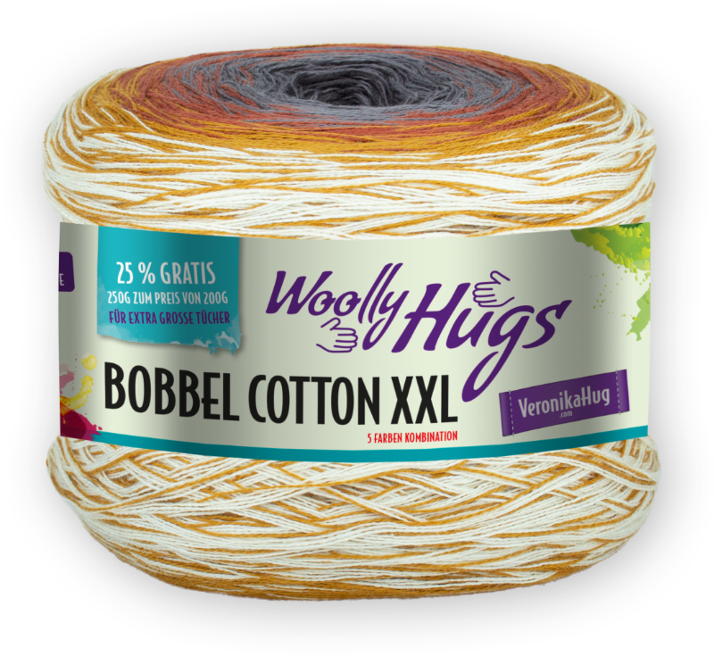 Bobbel Cotton XXL von Woolly Hugs 0610 - curry / grau