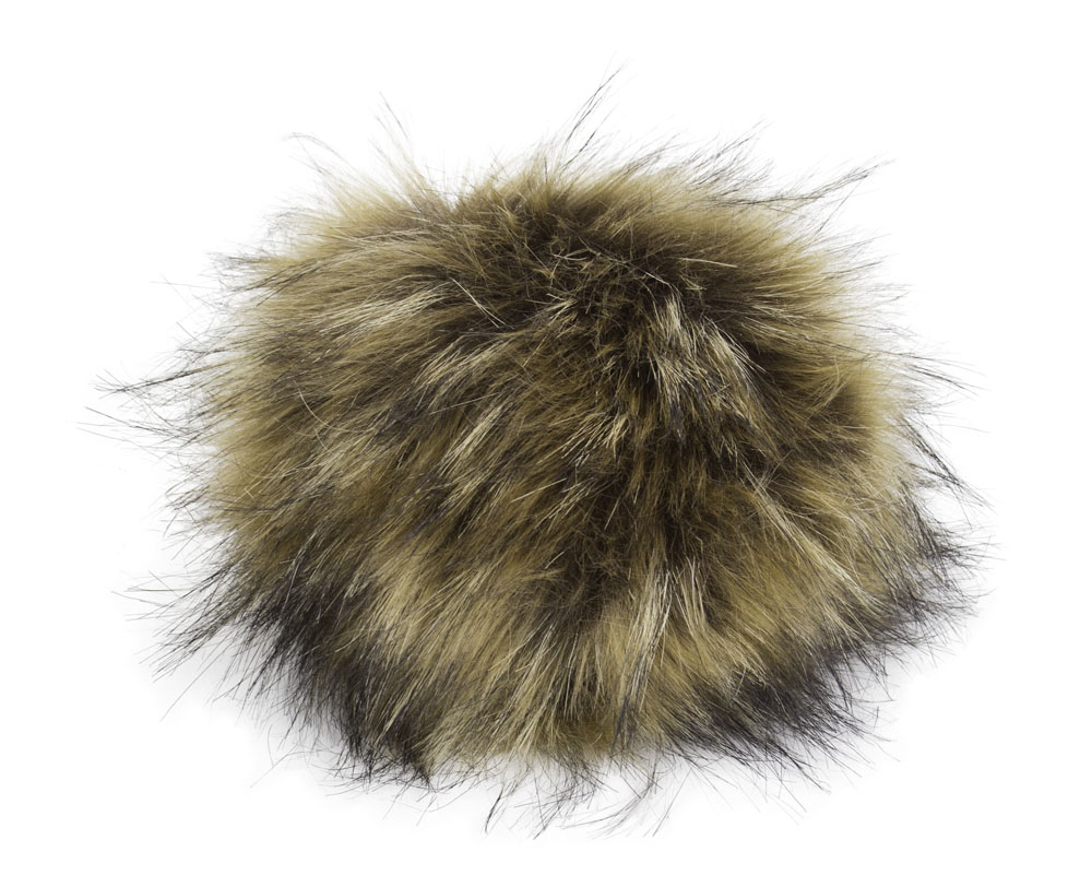 Fell Pompon XXXL mit Druckknopf Natural raccoon 