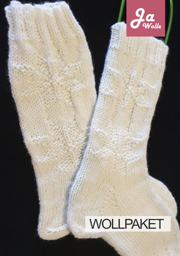 Socke Schneeflocke | Wollpaket mit Supersocke 6-fach Uni, ONline Linie 7 (150g) 0023 - naturweiß| Stricken