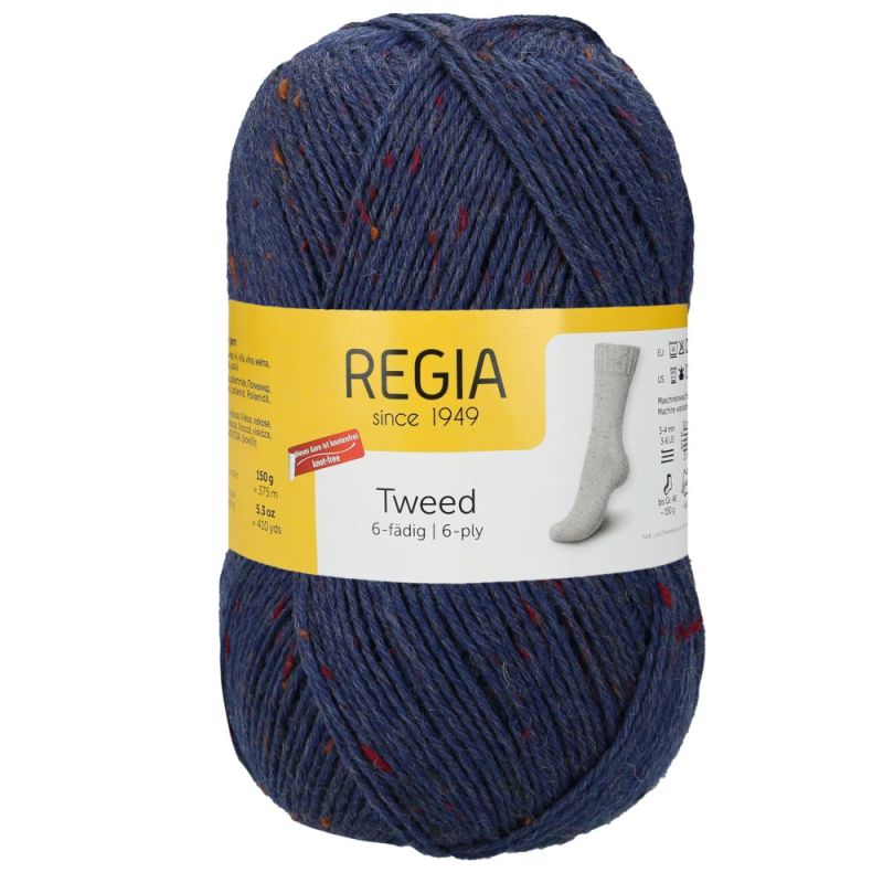 Sockenwolle Tweed 6-fach 150 g von Regia 0052 jeans