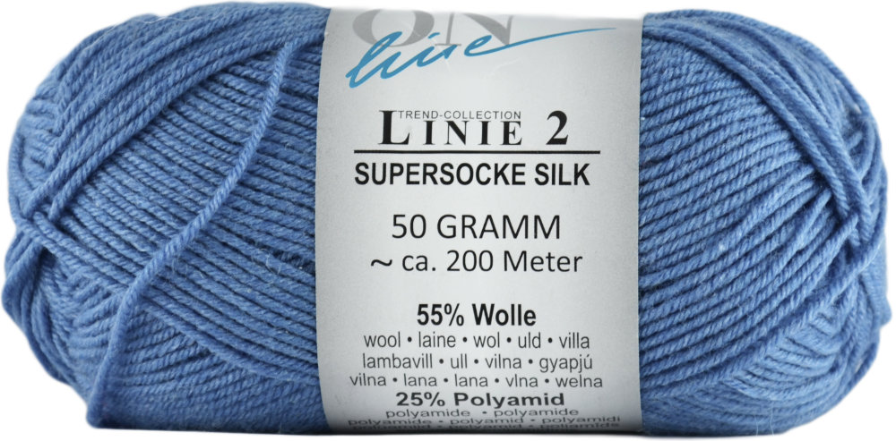 Supersocke Silk Linie 2 Uni 4-fach von ONline 0015 - jeansblau