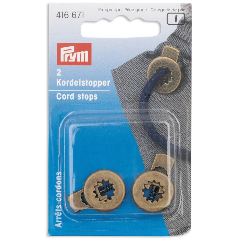 Kordelstopper 1-Loch 2 Stück von Prym altmessing