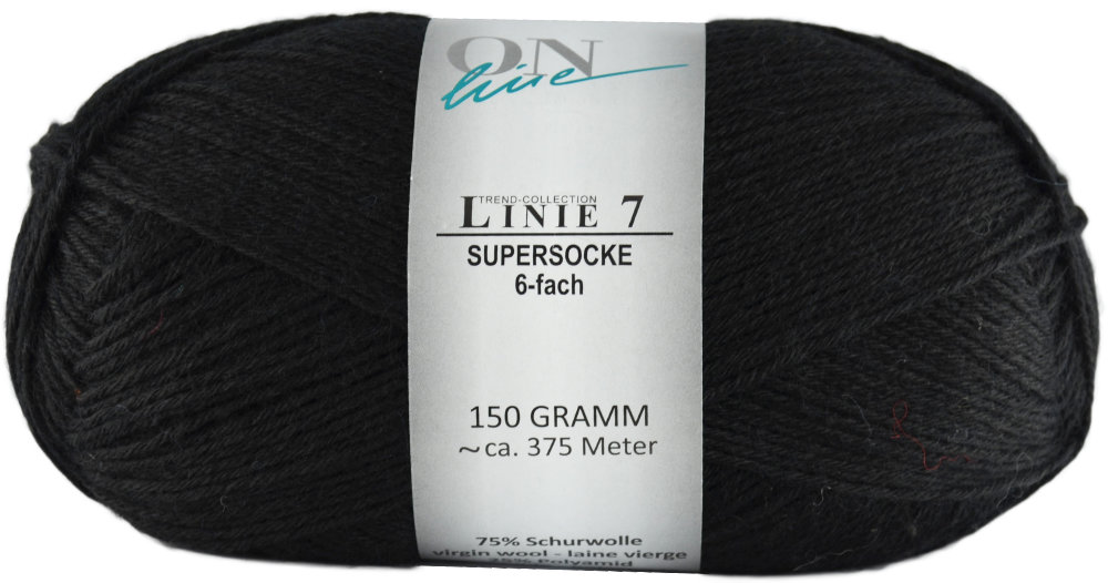 Supersocke 6-fach Linie 7 Uni von ONline 0010 - schwarz