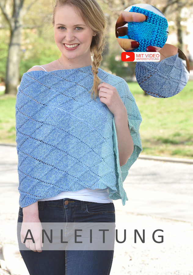 Poncho KaroQueen | Einzelanleitung | Wolle Lady Dee´s Traumgarne 1000m 0034 - Winterzauber | Stricken | Sylvie Rasch