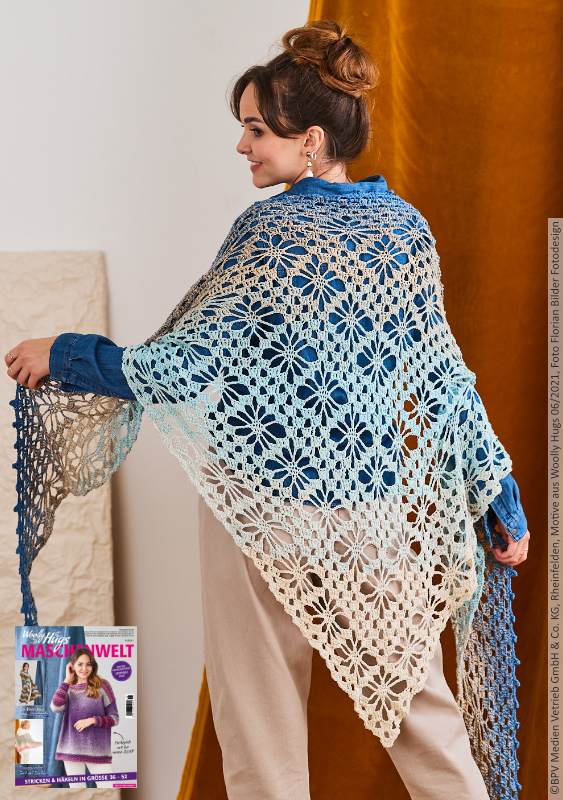 Tuch Umarmte Rauten | Anleitungsheft | Wolle BOBBEL cotton 800m  | Häkeln | Woolly Hugs