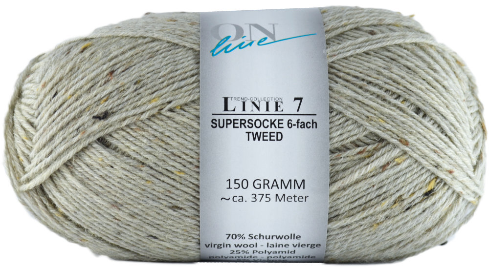 Supersocke 6-fach Linie 7 Tweed von ONline 0902 - hellgrau