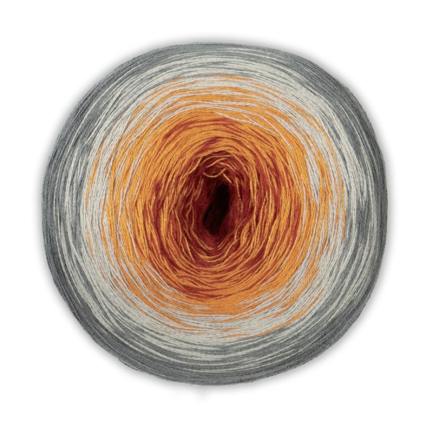 BOBBEL cotton 800m von Woolly Hugs 0064 - grau / orange