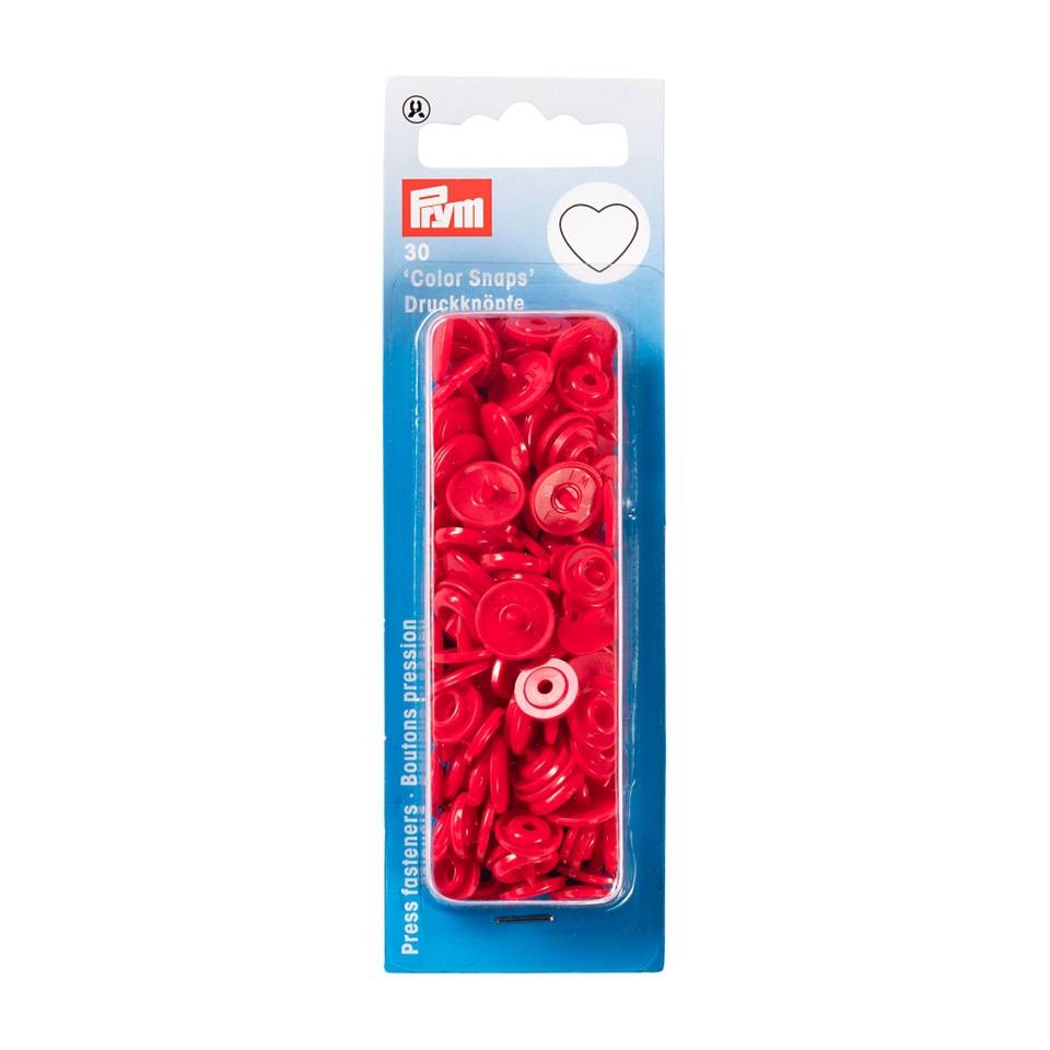 Nähfrei-Druckknöpfe Color Snaps Herz 12,4 mm, 30 Stück  von Prym rot