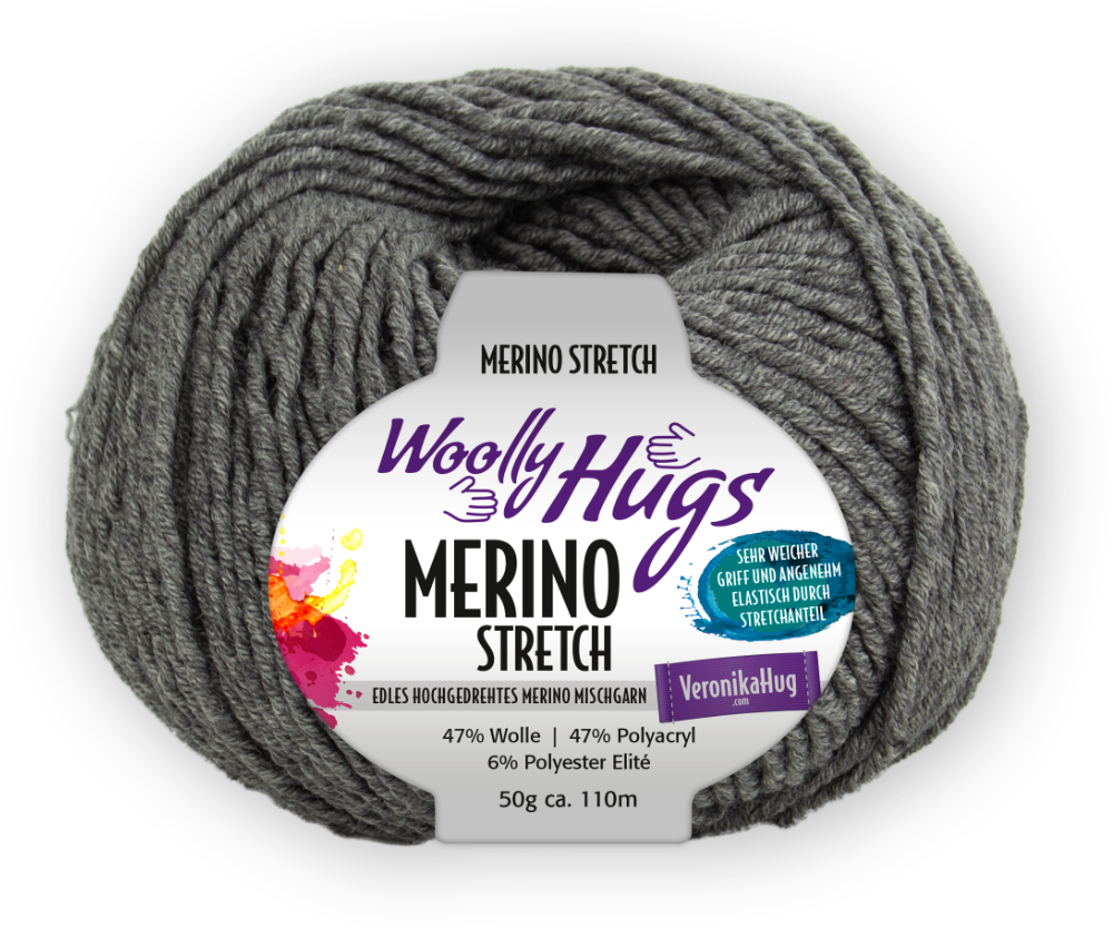 Merino Stretch von Woolly Hugs 0195 - mittelgrau