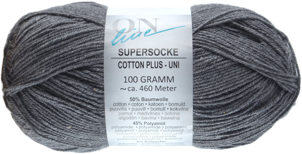 Supersocke 100 Cotton Plus Uni, 4-fach von ONline Sort. 293 - 2529 - flannellgrau melange