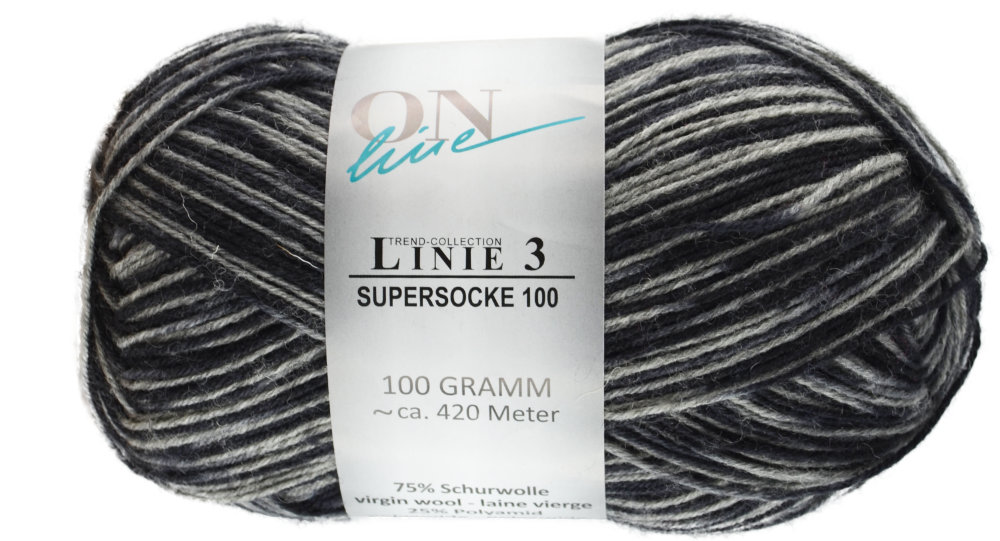 Supersocke 100 Linie 3 Color 4-fach - 0604 - schwarz/grau von ONline