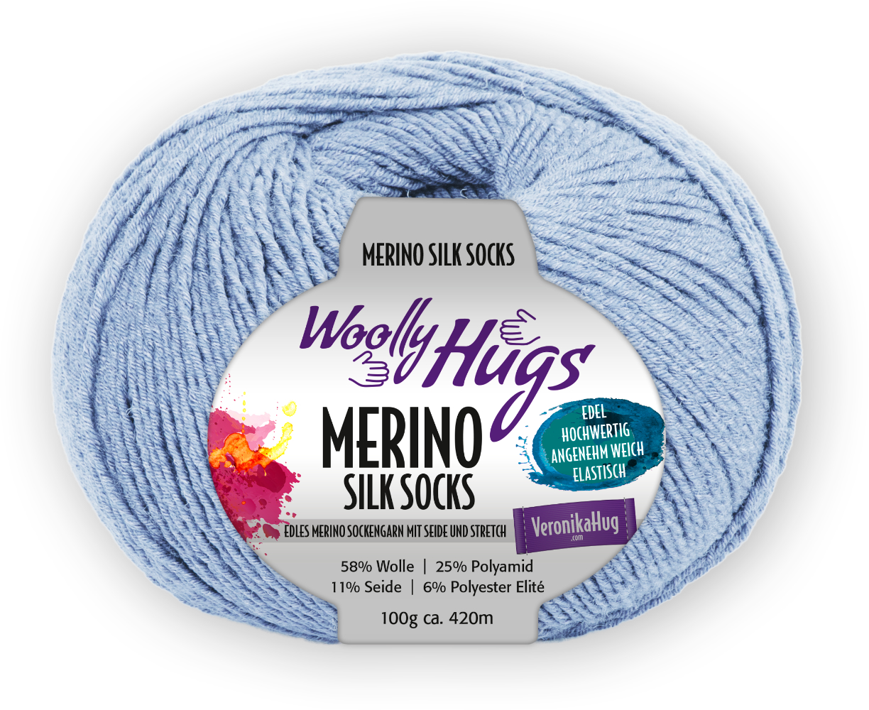 Merino Silk Socks Stretch, 4-fach von Woolly Hugs 0257 - hellblau