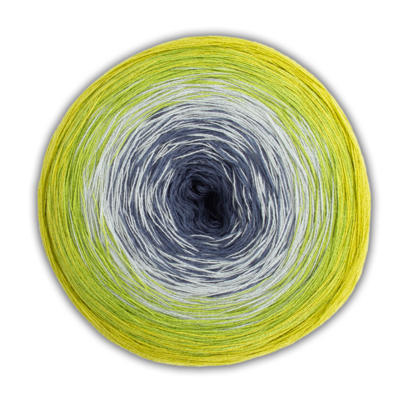 BOBBEL cotton 800m von Woolly Hugs 0041 - grau / grün / gelb