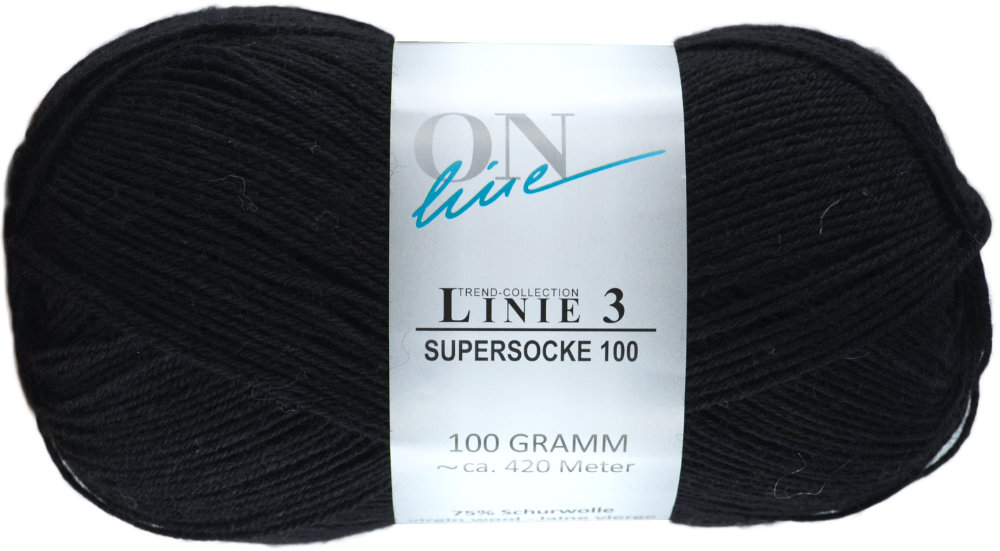 Supersocke 100 Linie 3 Uni 4-fach von ONline 0010 - schwarz