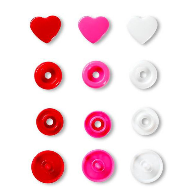 Nähfrei-Druckknöpfe Color Snaps Motive farbig sortiert von Prym pink / rot / weiß