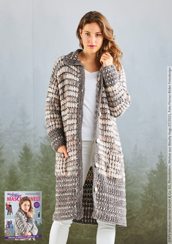 Häkelmantel Mega-Masche | Anleitungsheft | Wolle SHEEP  | Häkeln | Woolly Hugs
