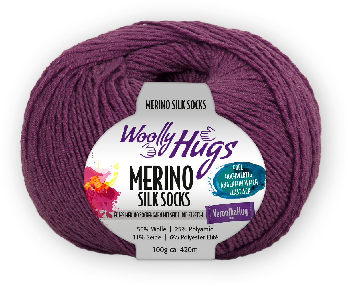 Merino Silk Socks Stretch, 4-fach von Woolly Hugs 0247 - pflaume