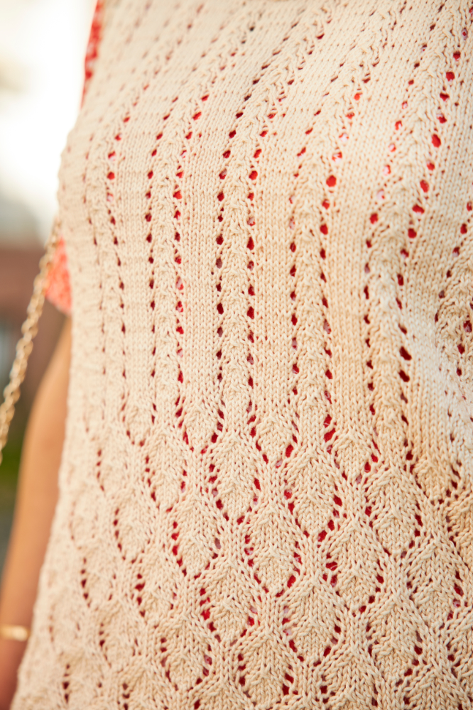 Top mit Ajourmustern | Anleitungsheft | Wolle Basic Cotton 0005 - beige | Stricken | Regina Bühler, Pro Lana