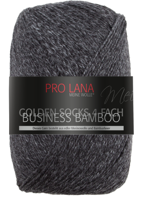 Golden Socks Business Bamboo - 4-fach Sockenwolle von Pro Lana 0505 - schwarz melange